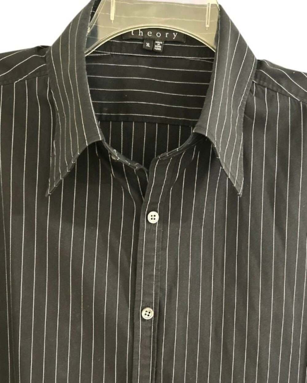Theory mens klaus black and white striped button front shirt us size xl, - Picture 6 of 9